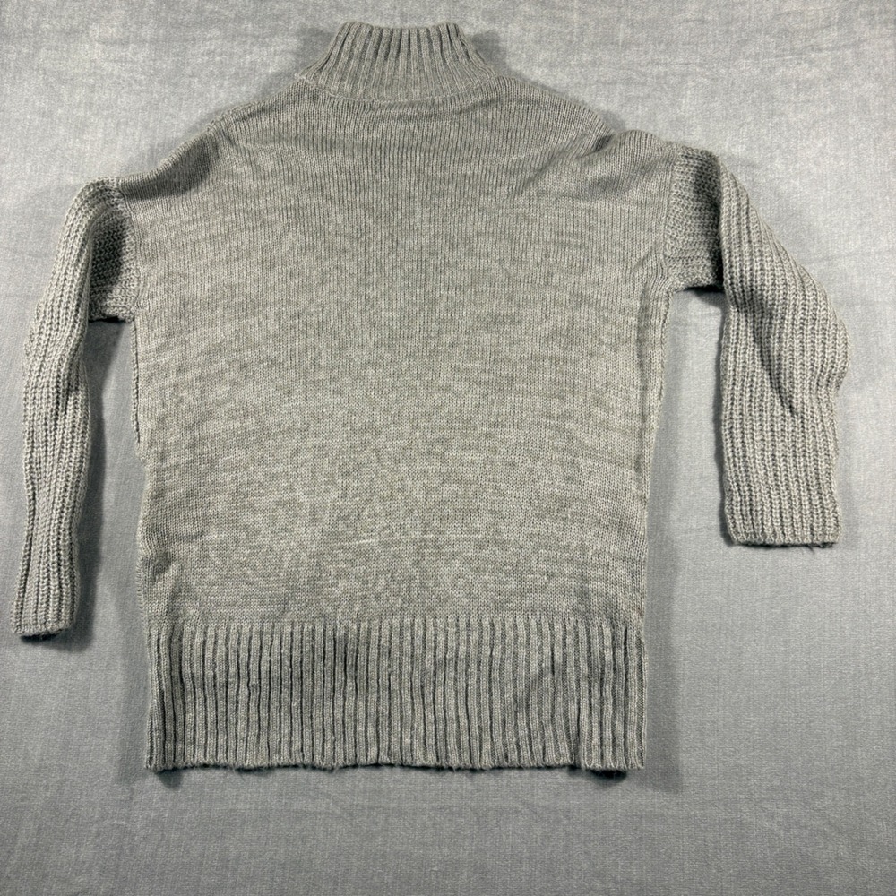 Suzy Shier Gray Cable Knit Mock Neck Sweater High Low Hem SW667-1457 Small